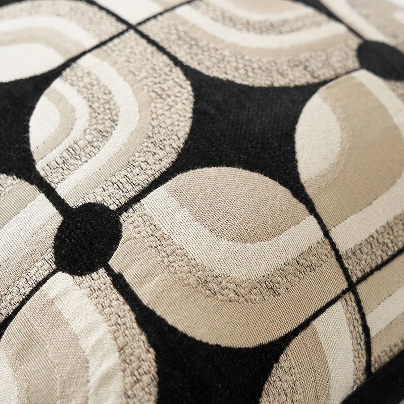 Luvikno | RegalRest Sofa Putetrekk - Geometrisk Putetrekk i Svart og Khaki - Moderne Eleganse