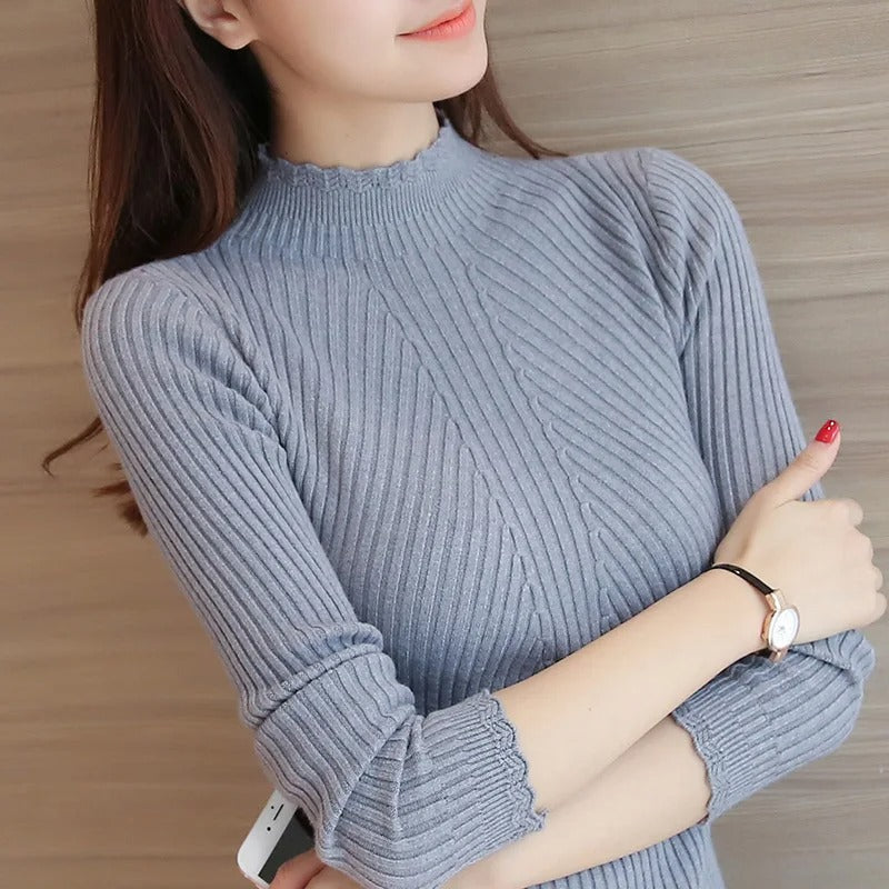 Luvik | Naisten Ruffle Neck neulepusero
