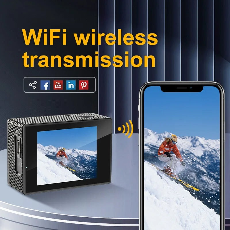 Luvikno | Ultra HD Sport Pro Kamera - Wifi-aktivert og vanntett for vlogging og utendørs sport