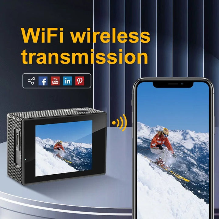 Luvikno | Ultra HD Sport Pro Kamera - Wifi-aktivert og vanntett for vlogging og utendørs sport