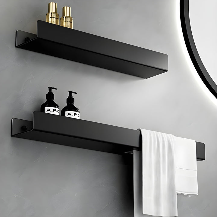 Svart Badekarmhylle – Moderne Design med Håndkleholder | Praktisk Oppbevaring for Badet | Luvikno