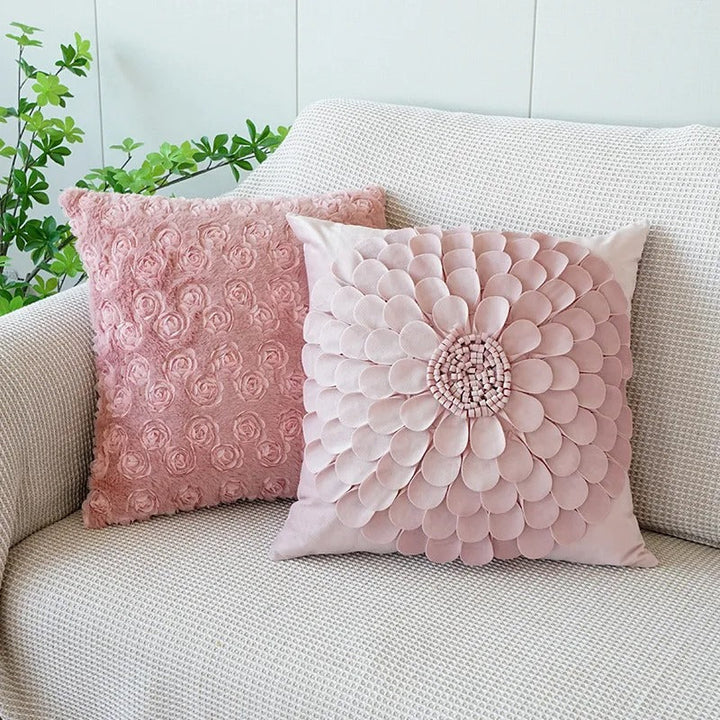 Rosa putetrekk med blomsterdesign – Dekorativt putetrekk for stue og barnerom | Luvikno