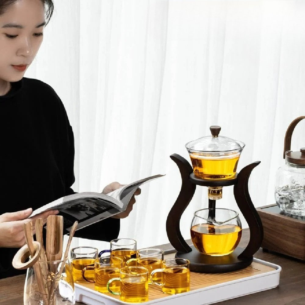 Glass Teaset med magnetisk flyt – semi-automatisk kjele, varmebestandig og elegant | Luvikno