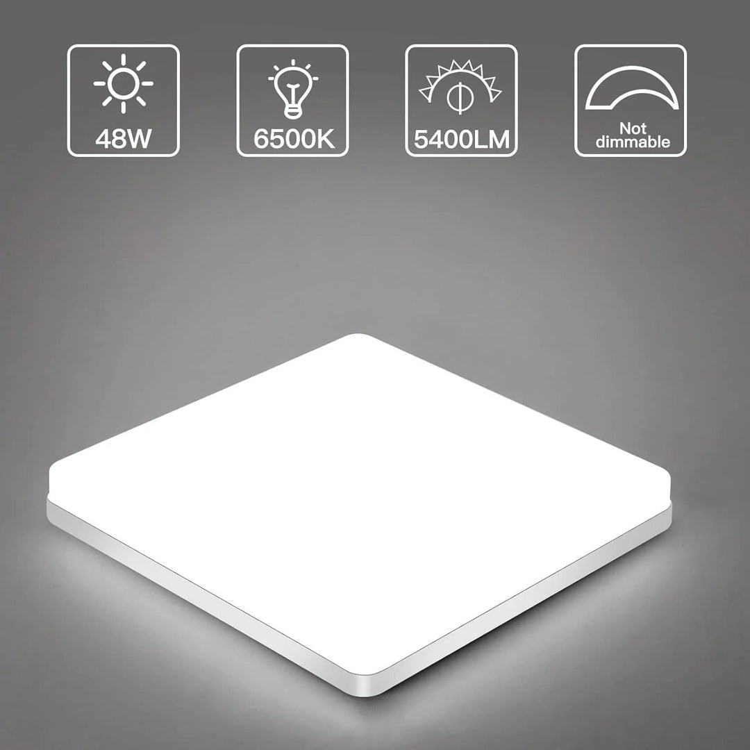 Firkantet LED Taklampe – Jevn, Behagelig Lys | Egnet for Stue & Bad | Luvikno
