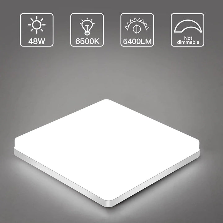 Firkantet LED Taklampe – Jevn, Behagelig Lys | Egnet for Stue & Bad | Luvikno