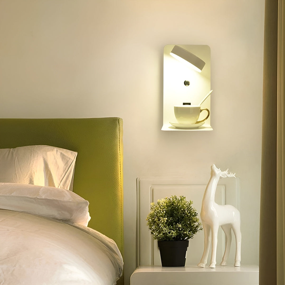Luvikno | ChargeBright Luxe LED Vegglampe med USB-ladeport - Moderne svart-hvitt design