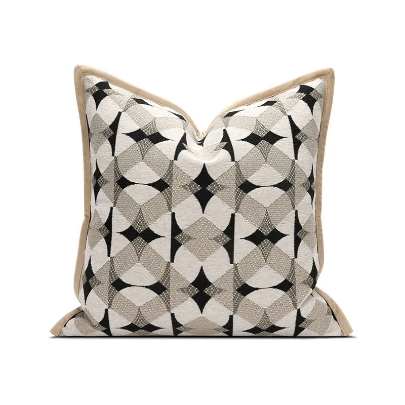 Luvikno | RegalRest Sofa Putetrekk - Geometrisk Putetrekk i Svart og Khaki - Moderne Eleganse