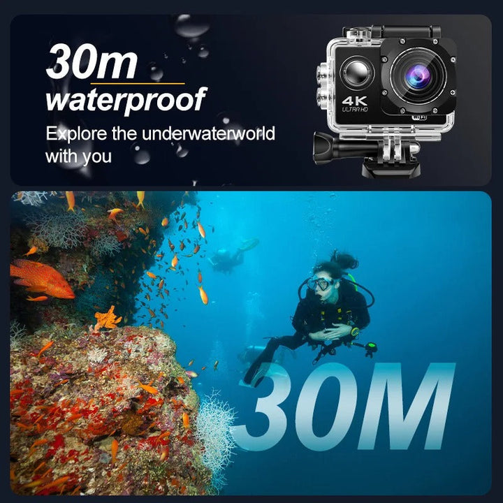 Luvikno | Ultra HD Sport Pro Kamera - Wifi-aktivert og vanntett for vlogging og utendørs sport