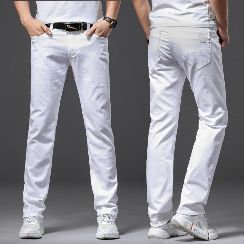 Luvik | Miesten Classic White Slim Fit farkut