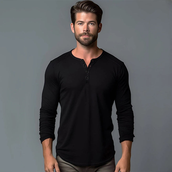 Luvik | Miesten Henley Neck pitkähihainen T-paita