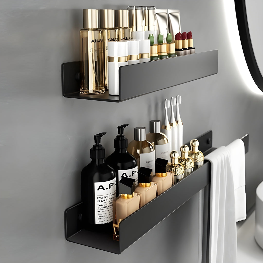 Svart Badekarmhylle – Moderne Design med Håndkleholder | Praktisk Oppbevaring for Badet | Luvikno