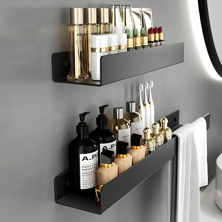 Svart Badekarmhylle – Moderne Design med Håndkleholder | Praktisk Oppbevaring for Badet | Luvikno