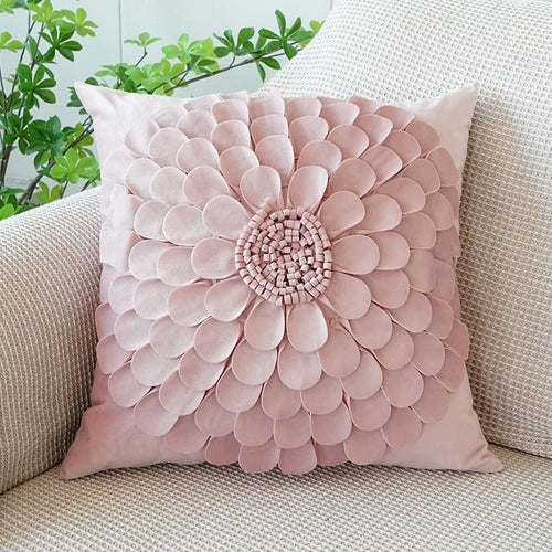 Rosa putetrekk med blomsterdesign – Dekorativt putetrekk for stue og barnerom | Luvikno