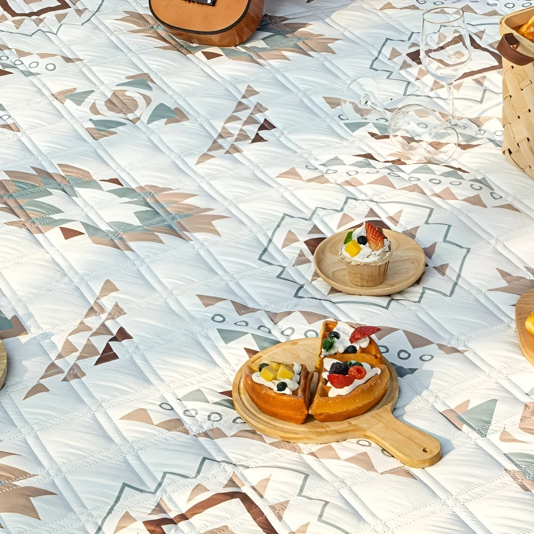 Picnic teppe med rutet mønster – Vanntett & Foldbar | Ideell for Park, Strand & Camping | Luvikno
