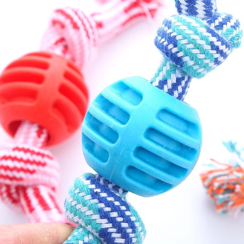 Pet Dog Toy Bomull Tau Dobbel Knute Luvikno