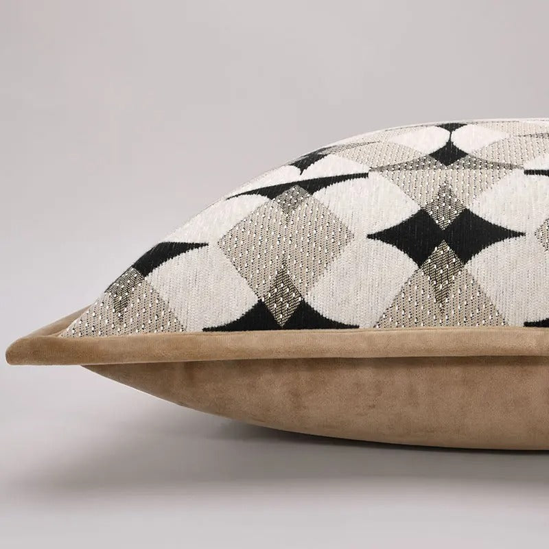 Luvikno | RegalRest Sofa Putetrekk - Geometrisk Putetrekk i Svart og Khaki - Moderne Eleganse