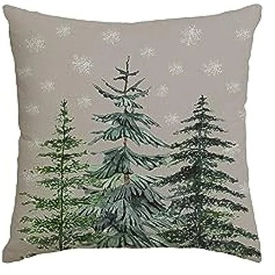 Luvikno | Juleputevar - Festlig putevar med juletre og vintertema - Grønn 45x45 cm