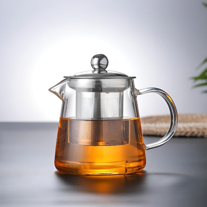 Luvikno | Teekanne Claritéa | Borosilicate glass | Med rustfritt stålfilter og trelokk | Varmeresistent og oppvaskmaskin trygg