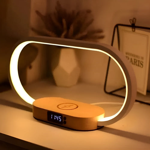 Luvikno | Stilig multifunksjonell lampe med ladestasjon og klokke