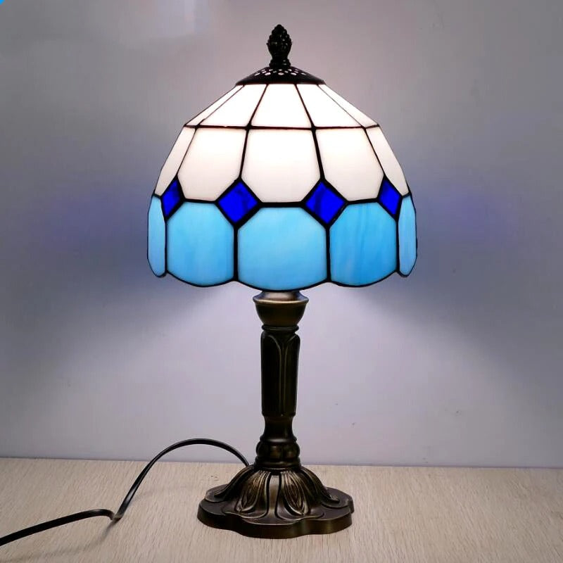 Vintage Tiffany Glass Retro Baroque LED Bordlampe E27 Luvikno