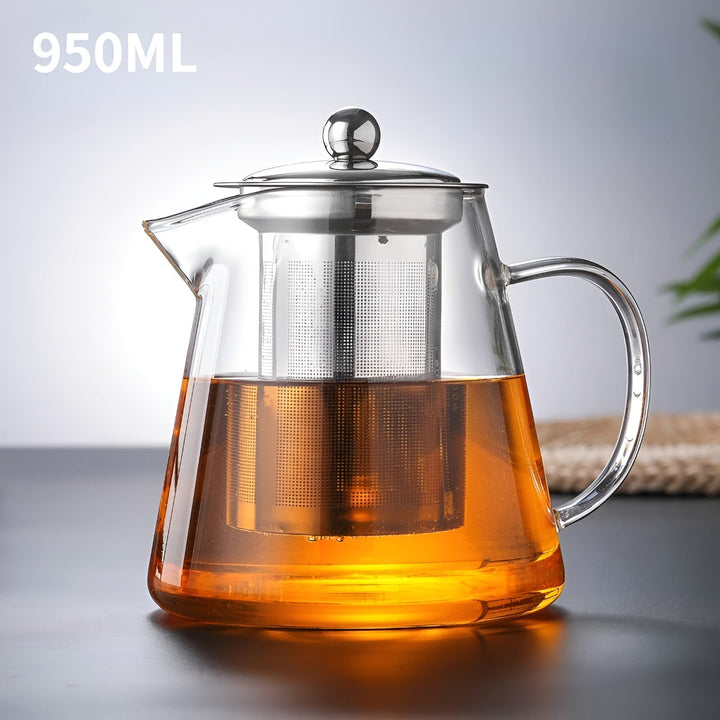 Luvikno | Teekanne Claritéa | Borosilicate glass | Med rustfritt stålfilter og trelokk | Varmeresistent og oppvaskmaskin trygg