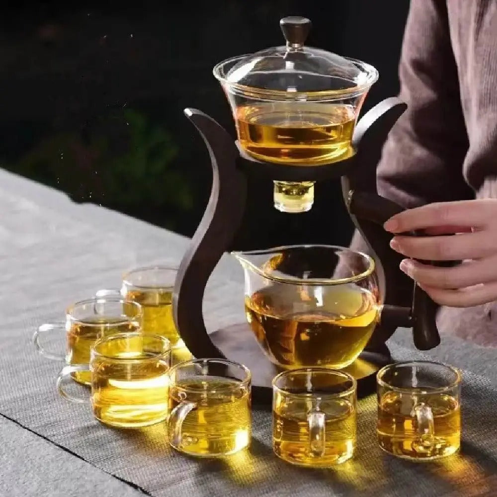 Glass Teaset med magnetisk flyt – semi-automatisk kjele, varmebestandig og elegant | Luvikno