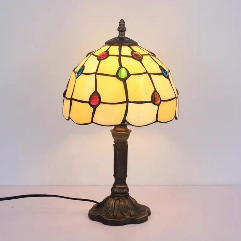 Vintage Tiffany Glass Retro Baroque LED Bordlampe E27 Luvikno