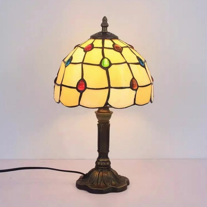 Vintage Tiffany Glass Retro Baroque LED Bordlampe E27 Luvikno