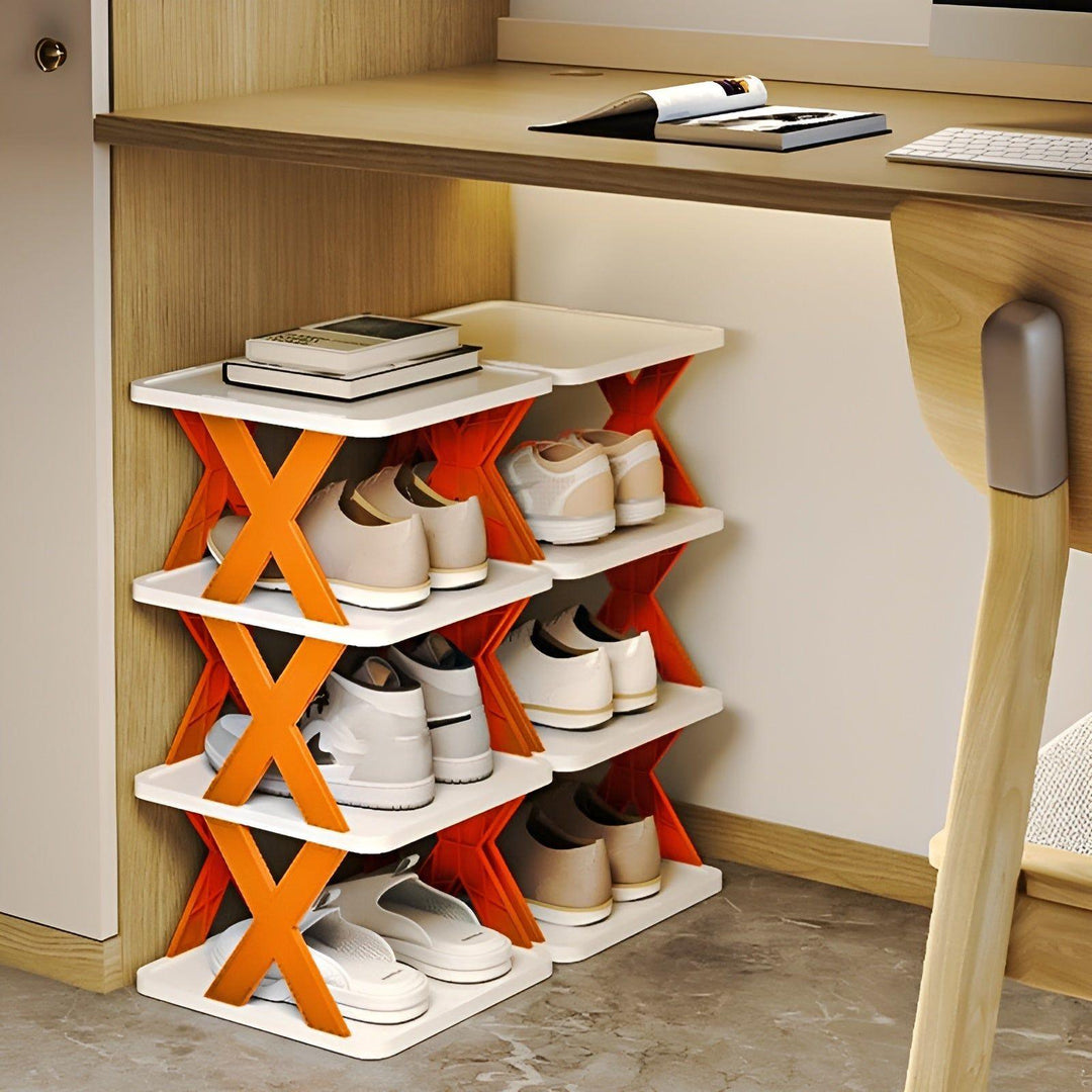 FlexiRack Skoorganizer - Multifunksjonell Flerlags Sammenleggbart Skohylle | Luvikno