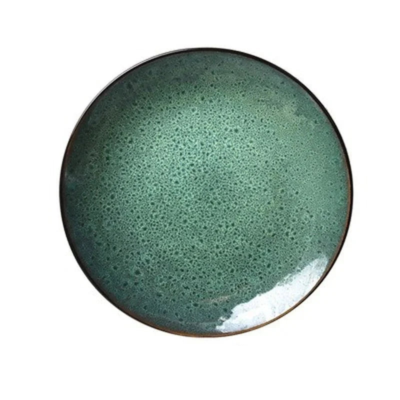 Malachite green ceramic plate and bowl porcelain dinner plate | Luvikno