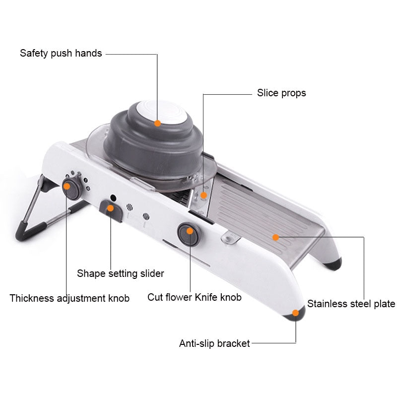 Mandoline Cutter Slicer Profesjonell Rivejern Med Justerbare Blader | Luvikno