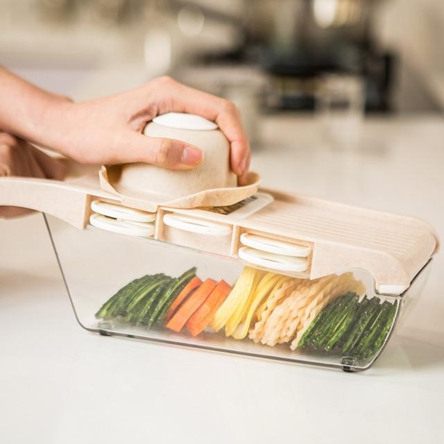 Mandoline grønnsaksskjærer med rustfrie stålblader | Luvikno
