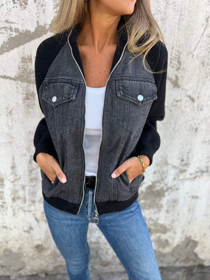 Luvik | Moderne jakke med glidelås og front i denim