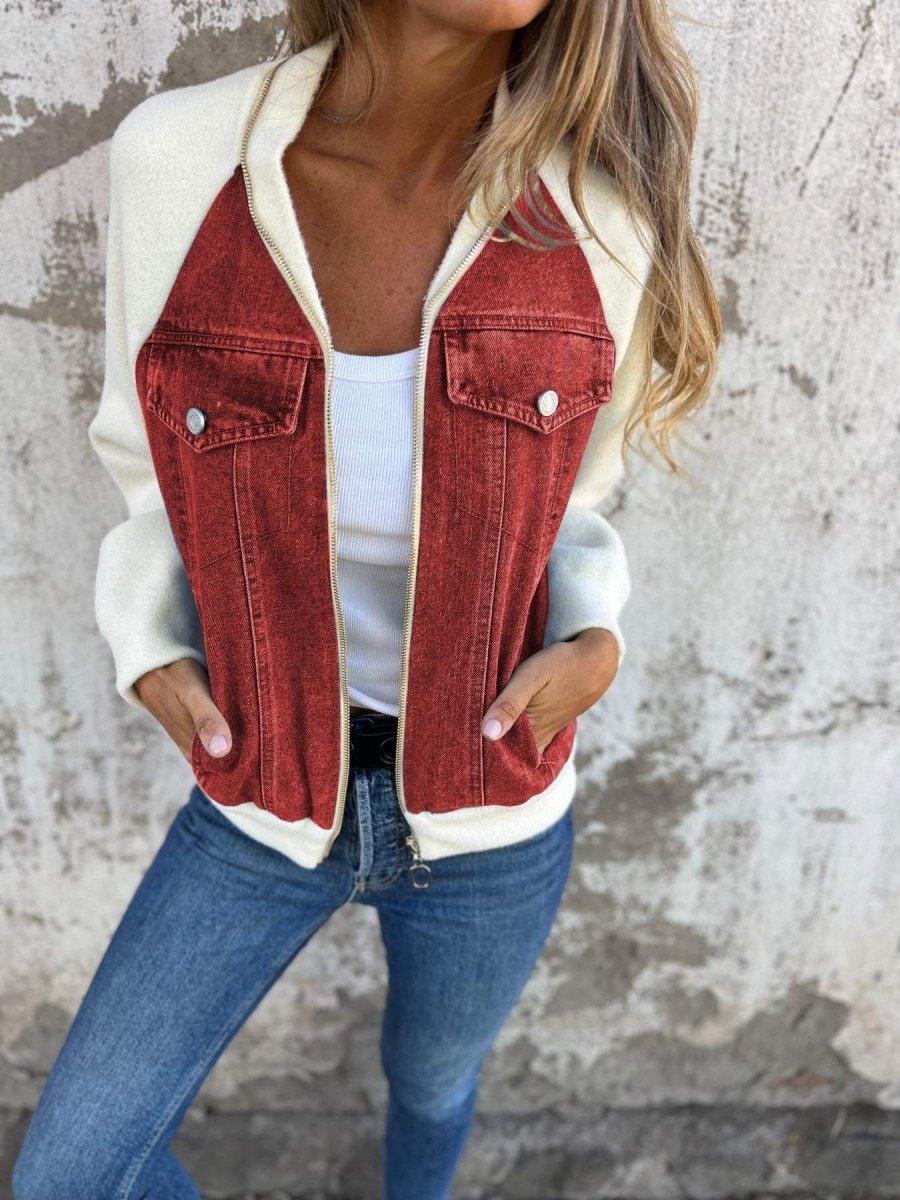 Luvik | Moderne jakke med glidelås og front i denim