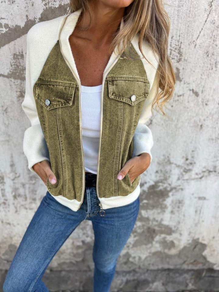 Luvik | Moderne jakke med glidelås og front i denim