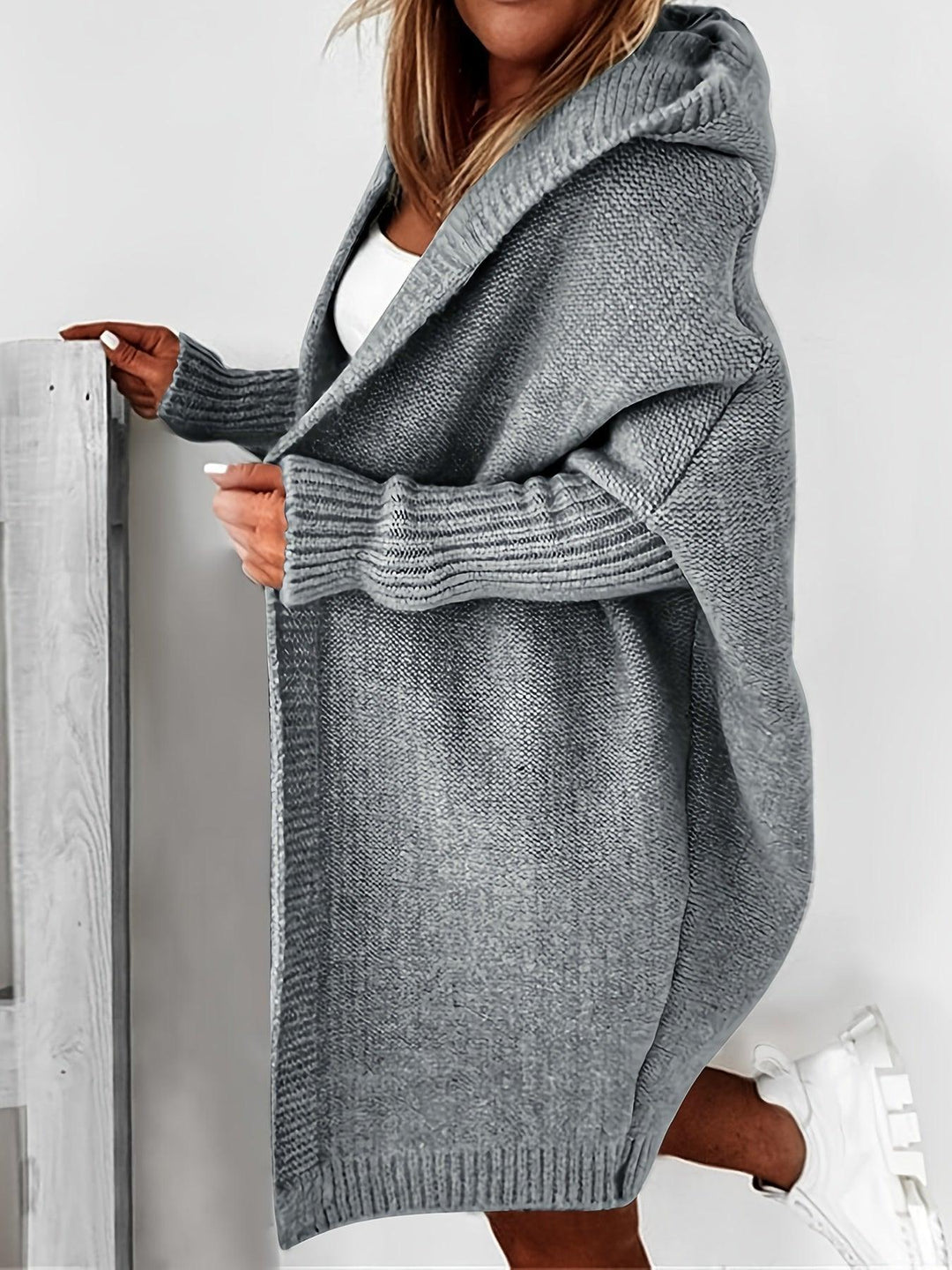 Luvik | Lang cardigan med hette og lange ermer