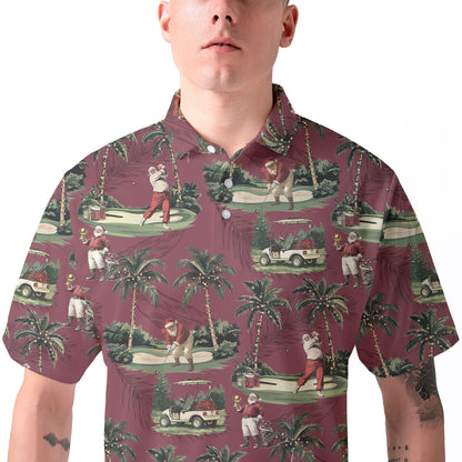 Luvik | Miehet Maroon Santa Golf pelaava Polo Joulupaita