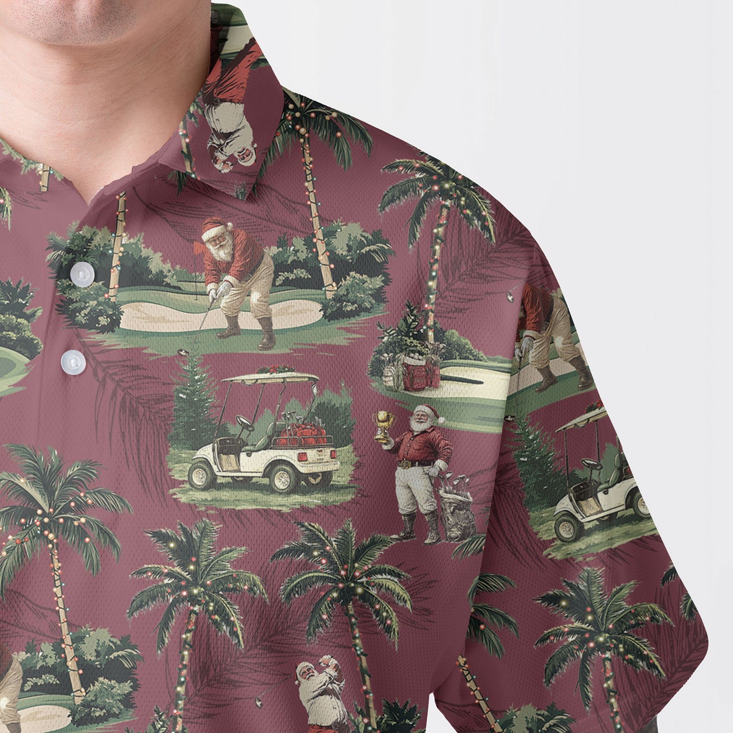 Luvik | Miehet Maroon Santa Golf pelaava Polo Joulupaita