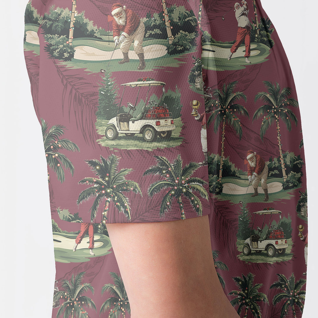 Luvik | Menn Maroon Santa Golf spillende Polo Julegenser