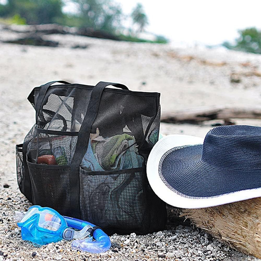 Sammenleggbart Mesh Strandveske med 9 Lommer for Familiedager | Luvikno
