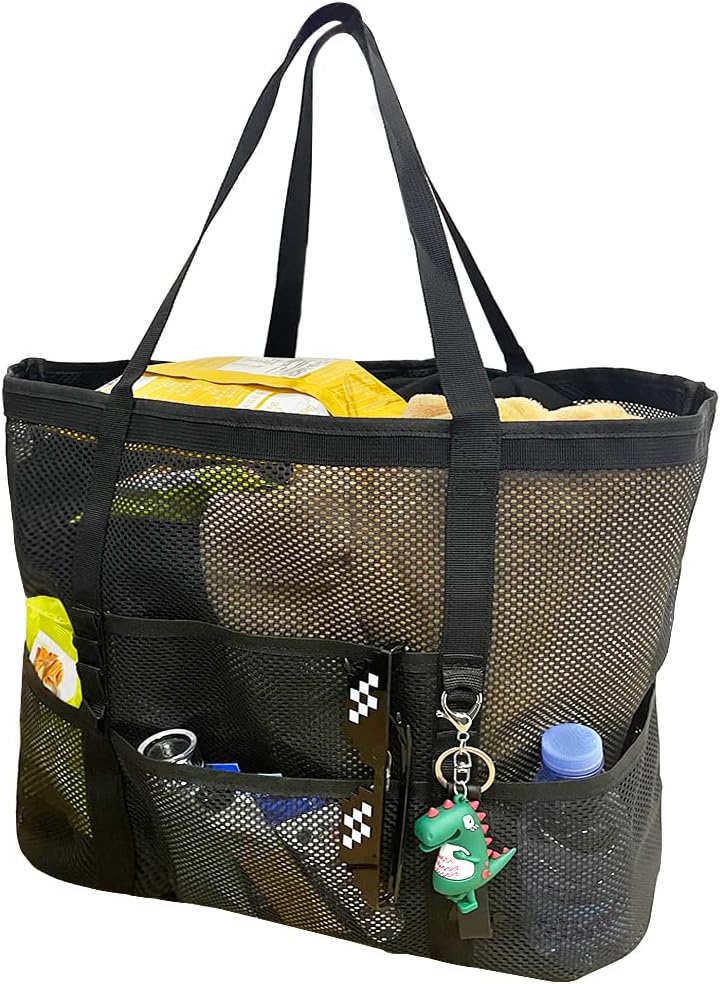 Sammenleggbart Mesh Strandveske med 9 Lommer for Familiedager | Luvikno