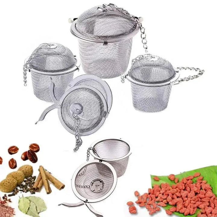 Mesh Infuser med låsekjede Rustfritt stål Te Krydder Sil Ball | Luvikno