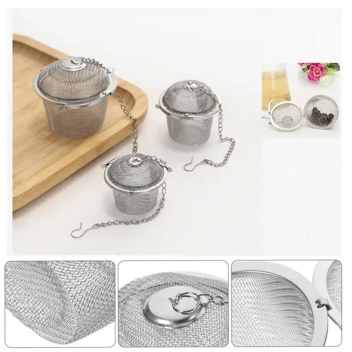 Mesh Infuser med låsende kjede i rustfritt stål te krydder sil ball | Luvikno
