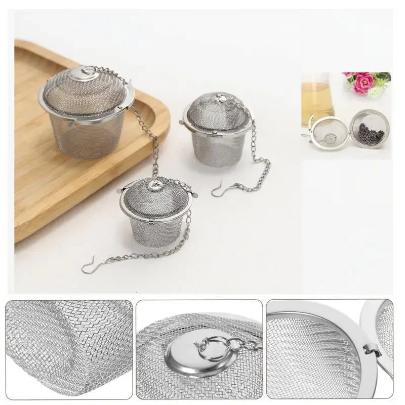 Mesh Infuser med låsekjede Rustfritt stål Te Krydder Sil Ball | Luvikno