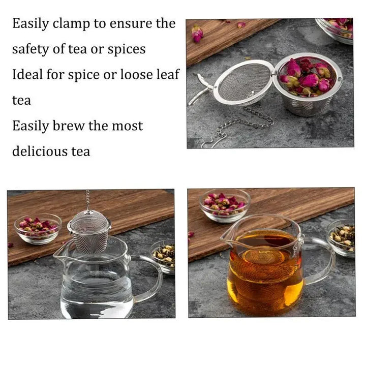 Mesh Infuser med låsende kjede i rustfritt stål te krydder sil ball | Luvikno
