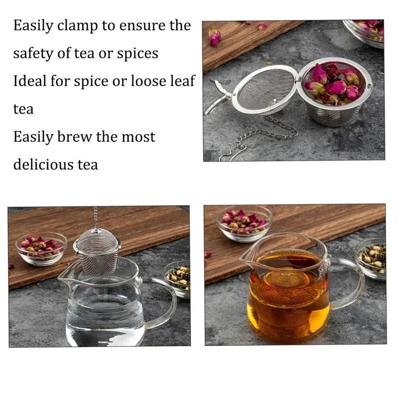 Mesh Infuser med låsekjede Rustfritt stål Te Krydder Sil Ball | Luvikno