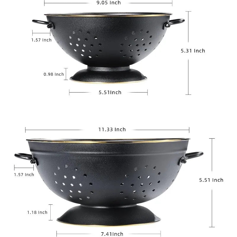 Metal Sildekurver med Håndtak og Solid Bunn Sett av 2 | Luvikno