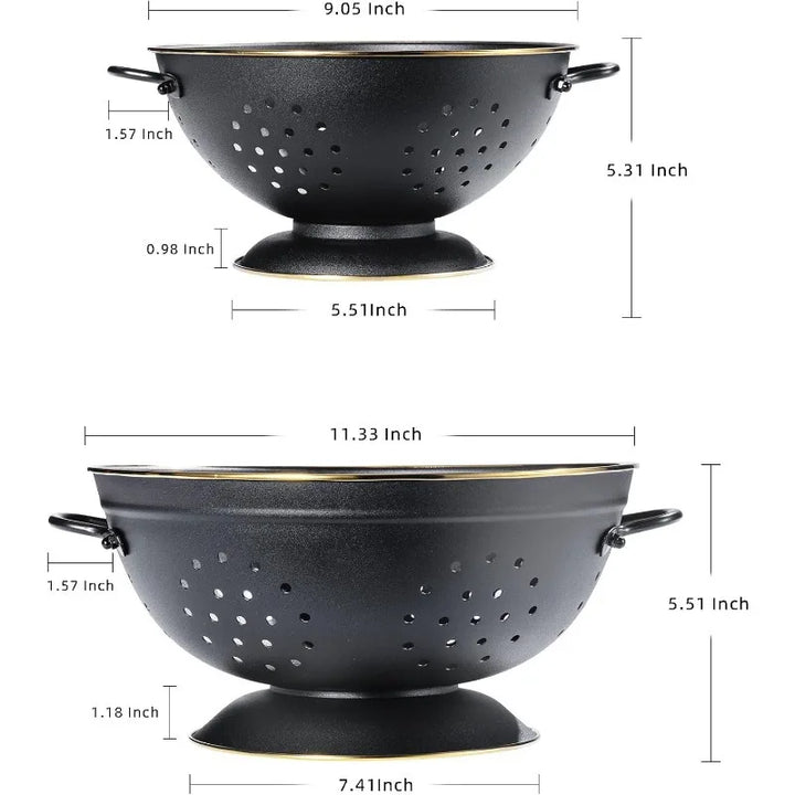 Metal Sildekurver med Håndtak og Solid Bunn Sett av 2 | Luvikno