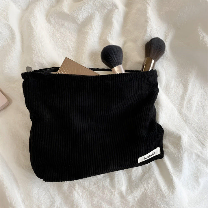 CorduroyGlam Bag - Cord Romslig Organiseringsveske for Kosmetikk | Luvikno
