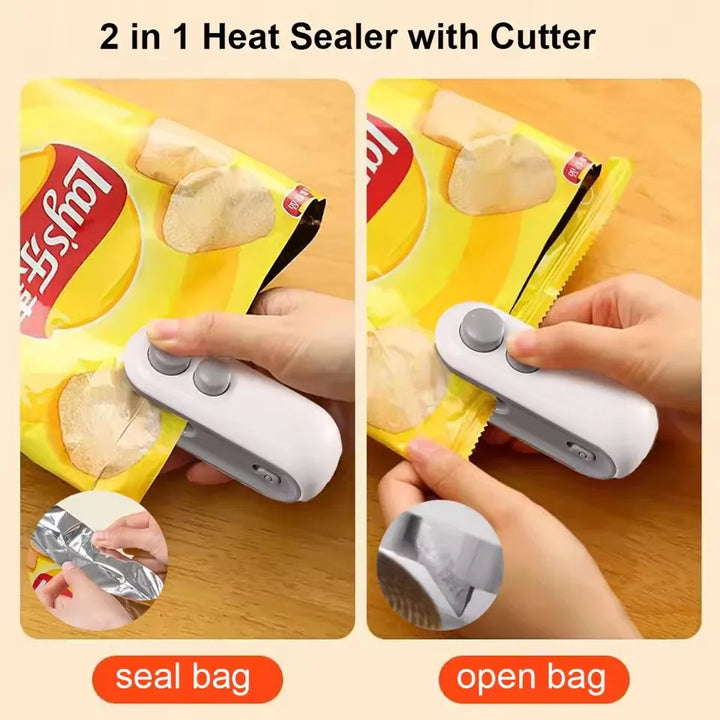 Mini Bag Sealer Oppladbar Varmeforsegler med Kutteren Bærbar Forsegler | Luvikno